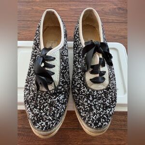 Vintage Beadz “Confetti” Black White Beaded Designer Sneakers – Size 7 M